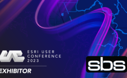 Decorative Esri UC background and SBS logo