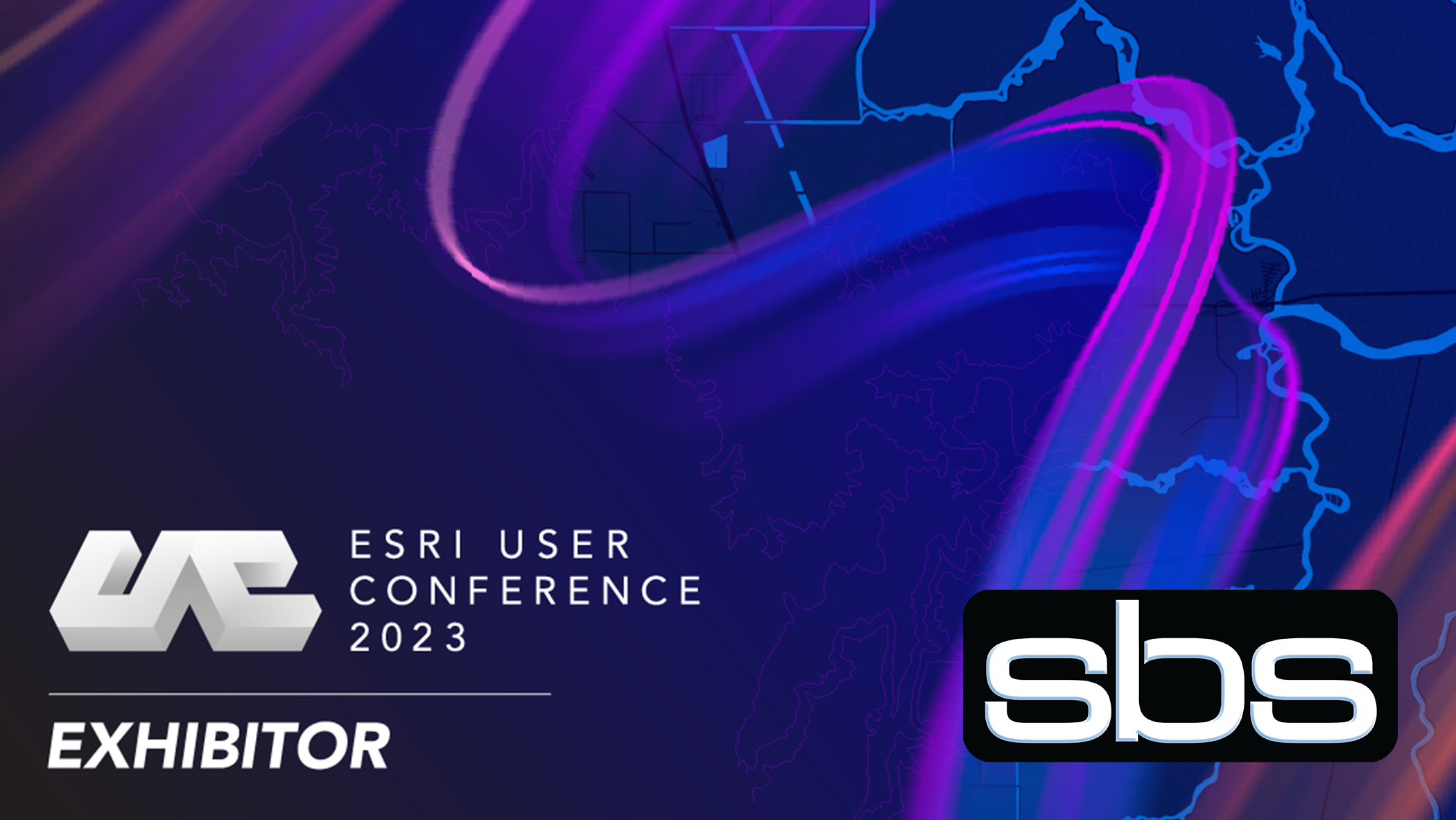 Decorative Esri UC background and SBS logo